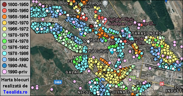 harta seismica iasi Hartă Iaşi cu anul construcţiei blocurilor   Site ul lui Teoalida